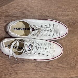 Converse White Canvas Sneakers with Red Trim